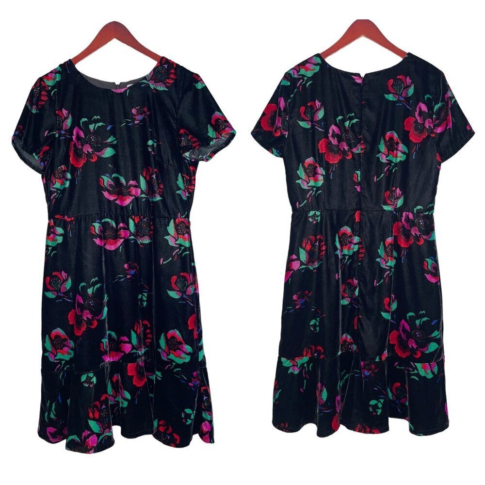 J. Crew Black and Red Floral Mini Dress